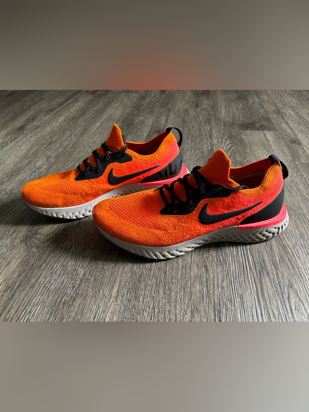 Nike React Infinity Run Flyknit orange trainers. Men Size US 10